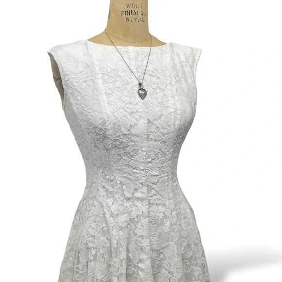 Ethereal Coquette Dainty Fit and Flare Lace Dress Fairy Romantic Elegant Size S - Picture 9 of 11